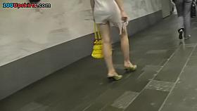 Gripping blond upskirt video