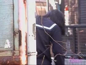 Asian schoolgirl skirt sharked by a nasty pervert.