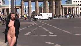 Brunette disgraced all over town and bus