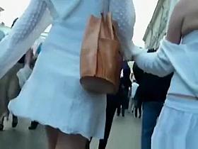 Two lesbian sexy asses upskirted