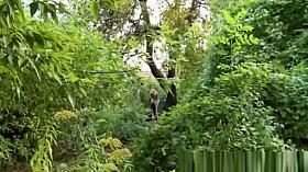 A boy with a girl having sex on a public place