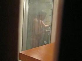 Gitte voyeurered in shower
