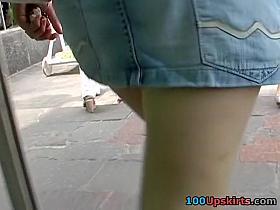 Spectacular upskirt on stairs