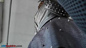 Upskirt free footage presents young girl in dark skirt