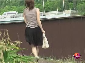 Asian milf felt what is no panties sharking on her twat