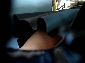 sexy upskirt on a bus of a sweaty beaver in the crowd