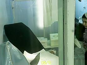 Gynecologist exam spied through window