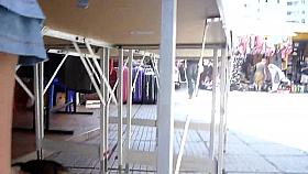 Upskirt White Thong At Market