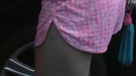 Hot Milf in little pajama shorts at store