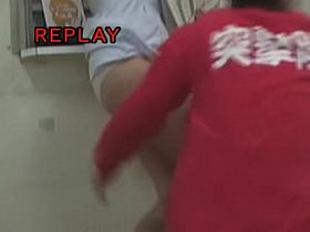 Man sits on hunkers and quickly sharks girls bottom