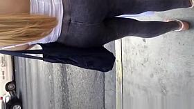 Tight pants woman in street