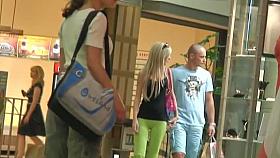 Two lush bodied blondes make for hot street candid porn