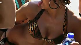 Outdoor dance party with amazing babes in bikinis