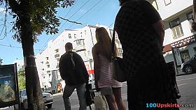 Amateur upskirt camera filmed young babe's charms