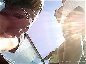 Upskirt - Nice blonde babe white panties