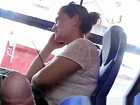 Flashing his cock to mature woman