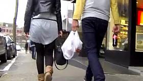 Candid - Juvenile Hottie in Short Suit And Nylons