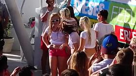 Wet tee shirt ladies at a Spring Break party