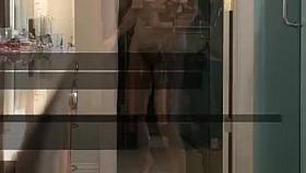 Hairy wife brushing teeth