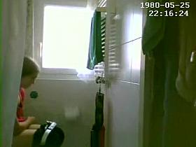 Girl peeing and changing clothes