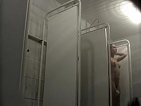 Long hair teen with hairy pussy showering