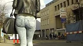 Candid - Young Blonde Babe In Tight Jeans