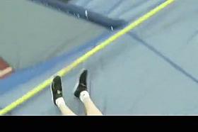 Sporty blonde in tight sports shorts