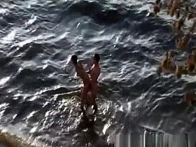 Drunk nudist blowjob and beach fuck