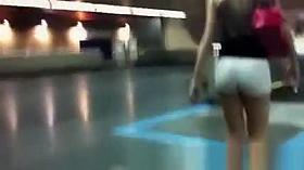 White shorts sexy ass chick