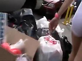 Sexy shorts tucked far up her butt crack