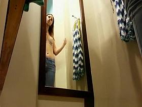 Nice brunette in dressing room