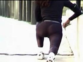 Very tight training costume wrapping sporty body around