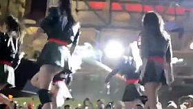 Short pleated skirts and heels on sexy dancing girls