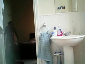 Naked wife with big boobs spied in bathroom