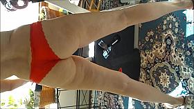 Rumpshaking Wife in Orange Thong