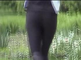 Kinky hunter is following sexy runner for candid video 03q