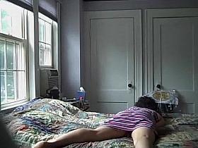 Wife lying down and fingering