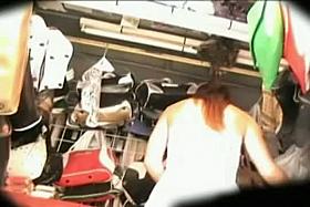 Sexy view of girls up skirt black thong in the street