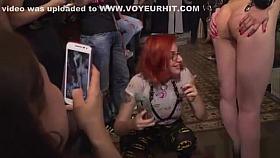 Master anal fucks petite slave in public