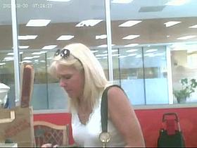 Upskirted a Blonde - Too Bad Her Slip Gets In Our Way