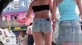 Blue denim on magnificent pair of buttocks