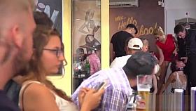 Fresh European slaves humiliated in public