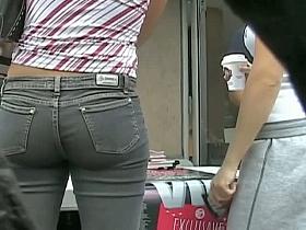 Astonishing girl in jeans on a hidden camera adult video