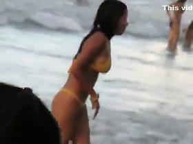 Playful girl at the beach