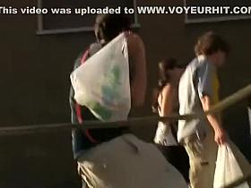 Flawless ass under a college girl's skirt