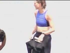 Candid babe ass in spandex costume and full back panty 07n