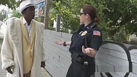 Busty voyeuristic brunette watches BLONDE getting SMASHED