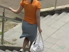 Skirt sharking gone wild and she lost her panties too.