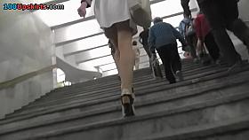 Throat-watering view up white costume