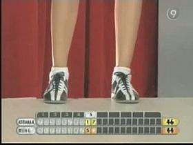 Sexy up skirt video of a tv girl bowling in mini dress